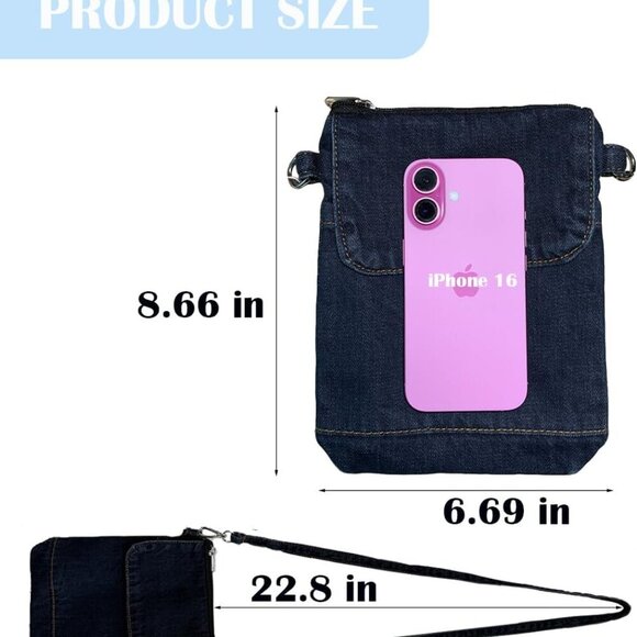 Small Denim Purses 2 Pcs Women Adjustable Crossbody Bags Blue Jean - Picture 2 of 5